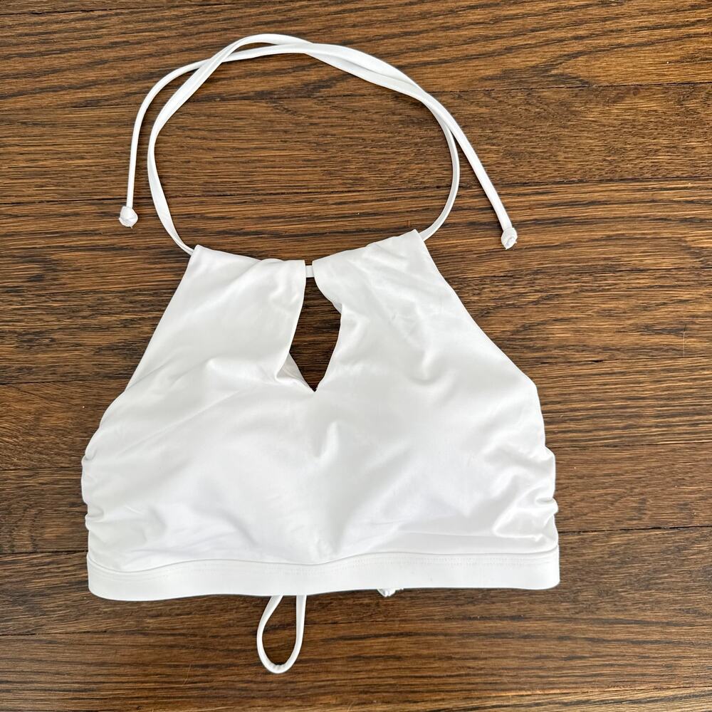 Athleta High Neck Keyhole Bikini Top White Size Small Swim - Picture 2 of 4